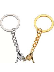 Couple Gift, Valentine's Day Gift, Best Friend Gift, Keychain For Boyfriend, Girlfriend, Anniversary, Christmas Birthday, Comes With Card - Gold and Silver - View 2
