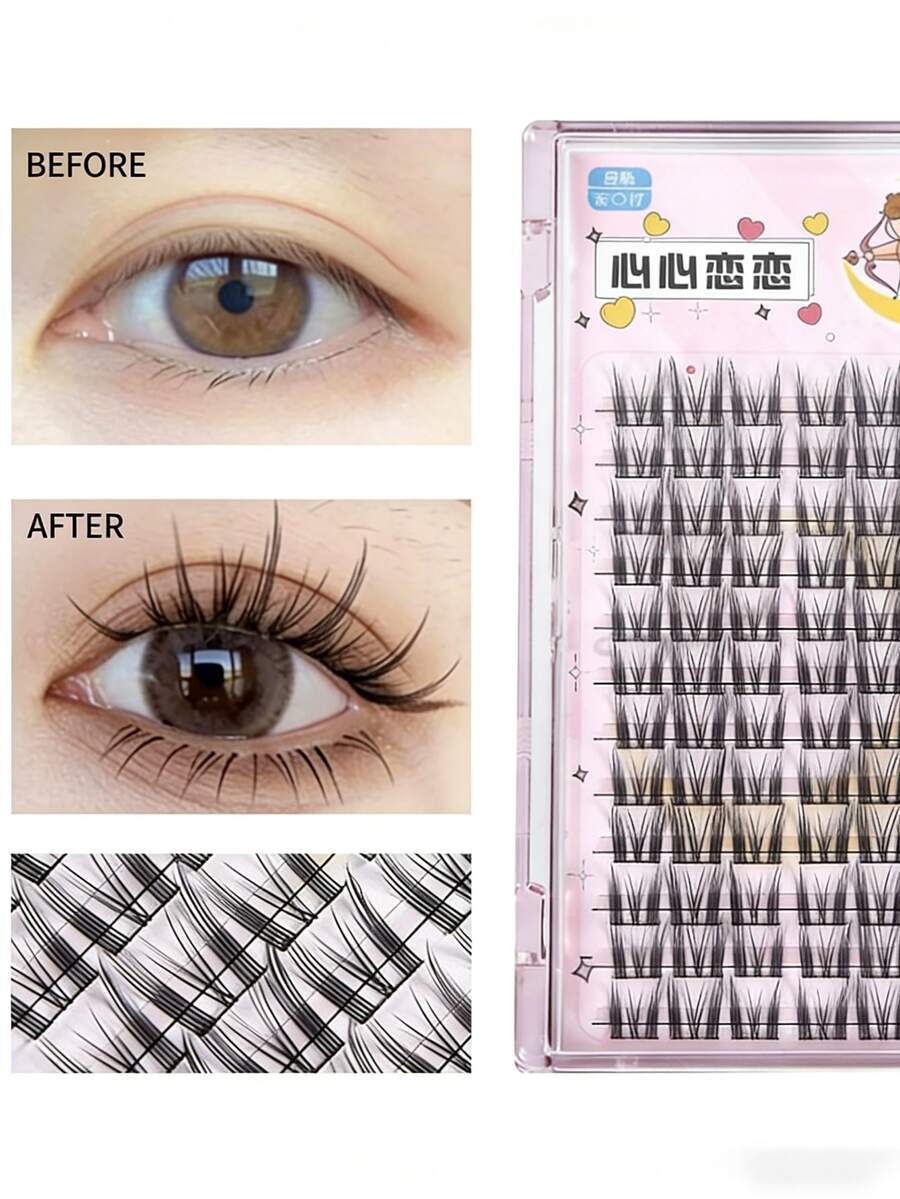 12对卷翘假睫毛，基础化妆品 - 黑色 - 查看 1
