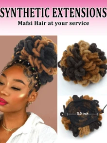 Locs Hästsvans Dragsko Knut Lockigt Loc Kronbladsknut Dreadlock Hästsvans Flätad Faux Locs Knut Clip In Flätor Hästsvansar Hårstycken - Multifärgad - Visa 4