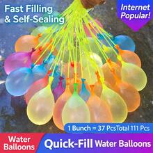 111pcs Quick Fill Water Balloons Refill Pack, 3 Bunches Self-Sealing Splash Balloons With 1 Filling Nozzle For Outdoor Yard Games, Pool Parties, Backyard Play And Family Fun - 彩色 - 查看 4