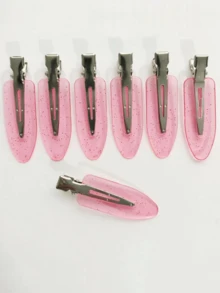 8pcs/Set Non-Deformed Non-Crease Hair Clips, Random Color Hair Clips, Hair Accessories For Students And Women - Pink - View 3