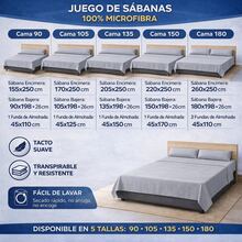 Microfiber Sheet Set, 100% Polyester, Soft And Cool For Summer, Printed, Includes Fitted Sheet, Flat Sheet, And 1 Or 2 Pillowcases, 18 Designs For Beds 90/105/135/150/180 Cm, ✅ Delivery In Spain In 48 To 72 Hours - Radiantes Gris - View 3