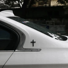 2pcs Metal Cross Badge Decal Alloy 3D Cross Auto Decal Self-Adhesive Optical Decal Badge For Trunk Rear Fender Side Fender. - A - View 1