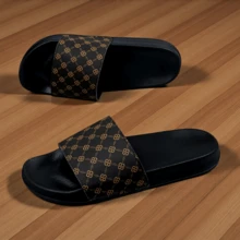 Chanclas para hombres, diseño especial, pantuflas planas de EVA suave antideslizantes, aptas para uso interior y exterior, pantuflas casuales para hombres súper cómodas y duraderas, muy adecuadas para uso diario - Marrón - Ver 3