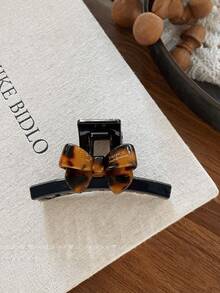 1pc New Leopard Print Bow Hair Clip, Retro Fashion Bun Claw Clip Hair Accessory - Multicolor - View 7