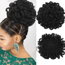 Locs Hästsvans Dragsko Knut Lockigt Loc Kronbladsknut Dreadlock Hästsvans Flätad Faux Locs Knut Clip In Flätor Hästsvansar Hårstycken - Multifärgad - Visa 12