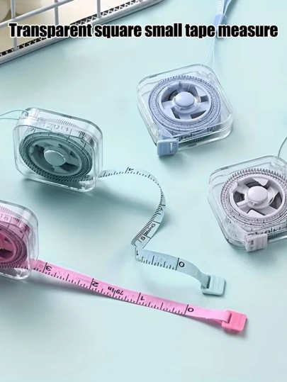 2m/6ft Cute Mini Square Transparent Retractable Soft Tape Measure, Portable With Lock Function, Suitable For Sewing, Home, Waist, Bust, Height Measurement - Durable And Easy To Store, Wipe-Clean Transparent Shell And Hanging Loop