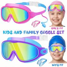 2 Pack Kid's Swim Googles,Wide View Anti-Fog/UV,For 3-14 Years Boys/Girls - Bright Pink & Bright Blue - 查看 1