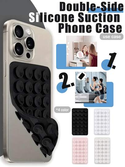 1pc Double-Sided Silicone Phone Sticky Grip Handle, Suction Phone Case Stand, Hands-Free Sticky Phone Handle For Selfie And Video, Mobile Finger Grip Stand, Wall Mount, Car Holder, Home Office Bathroom Kitchen Use, Easy To Clean, No Marks, Soft Touch, Reusable Phone Accessory(28 Suction Cups)