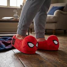 Marvel Spider Man Men's Slippers Cozy, Plush, And Fun House Shoes (Adult Sizes 7-1) - Red - View 7