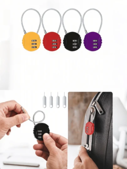 Candado con contraseña, candado pequeño con combinación, candado sin llave y reajustable, candado de con combinación de 3 dígitos, para armario, maleta, estilo aleatorio
