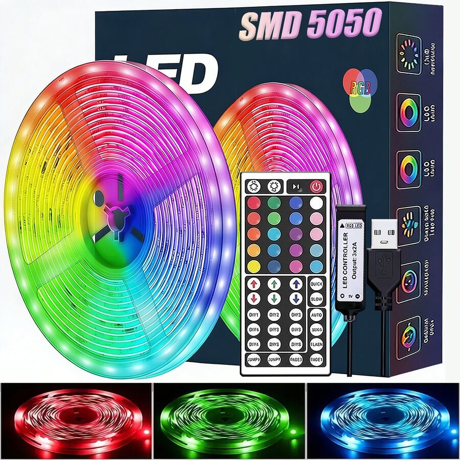 Party Decoration LED Light Strips, High-Quality SMD 5050 Light Beads, DIY Flexible RGB Light Strips, With Remote Control, 5V USB-Powered LED Light Strips, Suitable For TV Backlights, Room And Living Room Decoration. - Multi-color light - View 1