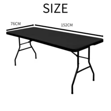 Stretch Fabric Table Top Cap Cover Washable Elastic Universal Rectangle Tablecloth - Black - View 7
