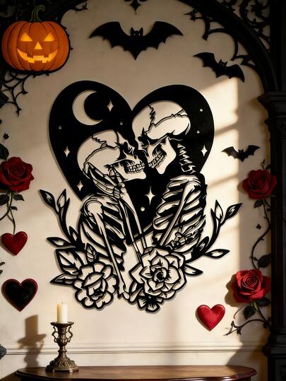 1 Stück Gothic Stil Schädel Eisen Wanddekoration, geeignet für Schlafzimmer, Wohnzimmer, Eingangsbereich