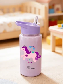 可客製化姓名 500ml 水壺附可愛吸管杯，開學/畢業季最佳禮物，戶外運動水壺，校園學生卡通杯，返校季，防漏，個性化禮物 - 彩色 - 查看 8