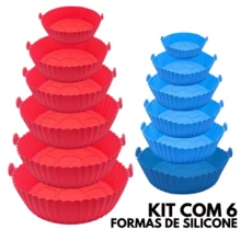 Kit 6 Formas de Silicone para Air Fryer com Alça, Tamanhos Variados, Antiaderente e Lavável - Redondo - Visão 4