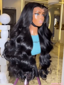 40英寸 200% 密度 蕾丝前假发 巴西原生人发混纺 波浪卷 5x5 预剪无胶蕾丝闭合 无胶假发 透明瑞士蕾丝 200% 密度 13x4 13x6 蕾丝前假发 混纺人发 预拔毛 带婴儿绒毛 女士款 自然黑 - 自然色&黑色系 - 查看 2