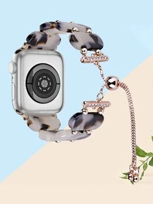 1条时尚弹力表带，兼容苹果手表，男女款，尺寸40mm、44mm、38mm、41mm、42mm、45mm、46mm、49mm，树脂材质，带可调节链条，兼容苹果手表11、10、9、8、7、6、5、4、3、2、1、SE、Ultra3/2/1，智能手表替换表带，佩戴舒适 - 彩色 - 查看 9