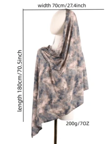 1件装女士时尚精致穆斯林头巾，拼接印花时尚中东长围巾 - 印花長巾多色 - 查看 9