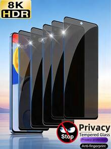5片装隐私保护智能手机钢化玻璃屏幕保护膜，兼容三星Galaxy S26 S25 S24/ 17 16/华为/荣耀/小米15T/Poco/Note 15，全覆盖，9H硬度，防指纹，防窥。 - 黑色 - 查看 166