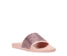 Stuart Weitzman Women's Sequin Patchwork Flat Slide Sandals, Fashionable For Daily Wear - Peach Pink - View 2