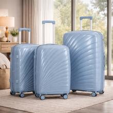 Expandable ABS Hard Shell Luggage Set With Spinner Wheels, Lightweight Travel Suitcase With Built-In Lock, Durable Carry On For Travel - Baby Blue - View 8