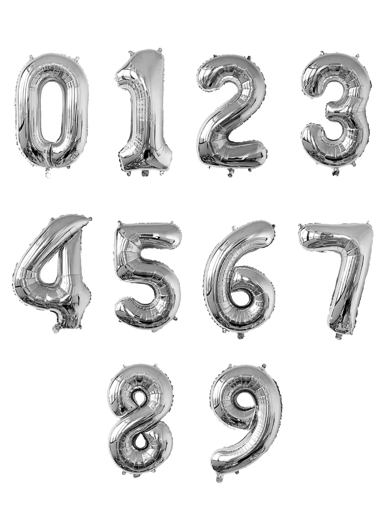 1 pieza Globo de metal de 32 pulgadas de estilo delgado con dígitos de aluminio de color, decoración para fiesta de boda y cumpleaños - Plateado - Ver 1