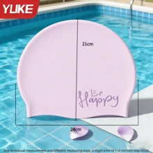 Yuke 1pc Cute Letter Print Silicone Swimming Cap, Waterproof High Elasticity Comfortable Ear Protection Long Hair Coverage, Essential For Swimming Pool, Beach, Cruise - Multicolor - View 6