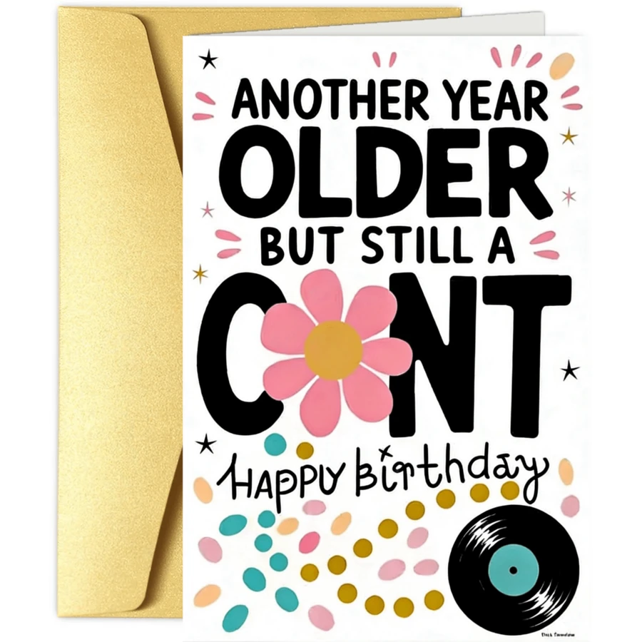 1pc Birthday Card With Printed Pattern And Text "Another Year Older" "Happy Birthday", Suitable As A Birthday Party Greeting Gift - One Size Fits All - View 1