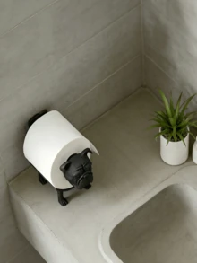 1 Giá đỡ giấy vệ sinh hình chó Bulldog dễ thương, in 3D, vật trang trí phòng tắm sáng tạo, kệ đựng giấy vệ sinh (Không bao gồm giấy vệ sinh) - Chó Bulldog đen - Xem 4