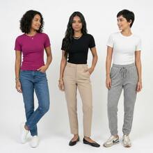 Set Of 3 Basic Ribbed Knit Blouses For Women, Babylook Premium Casual Everyday Wear - Pink + Black + White - View 10