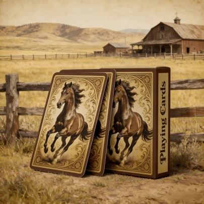 54-Card Deck Horse Themed Playing Cards, Unique Horse Illustrations, Thick Cardboard With Smooth Texture, Durable And Anti-Slip Surface, Suitable For Collection, Entertainment, And Holiday Gifts