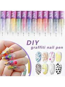 12pcs Nail Art Painting Pens, 0.5mm Acrylic Paint Markers, Waterproof Nail Polish Pens, Quick Dry Dotting Tools, Detailed 3D Nail Art Markers, Suitable For Home And Salon DIY, Durable And Rich In Details - Multicolor - View 9