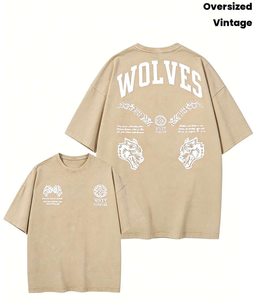 2026Darc Wolf Costume Retro Washed Men's T-Shirt, Perfect For Fitness And Weight Training, Loose-Fitting Summer Gym T-Shirt, Featuring 3D DesignDarc Sports Design Looseandcomfortable,Casualandeasy-Goin,Whitetops,Valentinesdayoutfit,Mardigras,Summertops,Clearancesaleforwomen,Valentineoutfitsforwomen,Womentops, Fairycore, , Outfitselegantdewoman - 杏色 - 查看 1