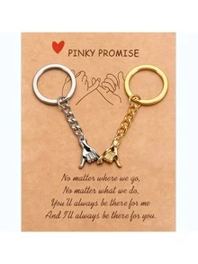 Couple Gift, Valentine's Day Gift, Best Friend Gift, Keychain For Boyfriend, Girlfriend, Anniversary, Christmas Birthday, Comes With Card - Gold and Silver - View 1
