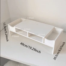 Multifunctional Computer Monitor Riser Stand, Desk Drawer Storage Organizer, Office Desktop Display Shelf Raiser - White - View 7
