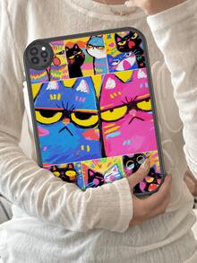 1个可爱猫咪主题防摔平板电脑保护套，内置360°加厚防震保护盖，兼容iPad 10代10.9英寸，便携式皮革10.2英寸平板电脑保护壳 - 彩色 - 查看 6