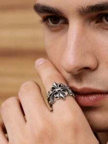 1 chiếc nhẫn thép không gỉ phong cách Punk, món quà độc đáo dành cho bạn bè. - màu thép - Xem 3