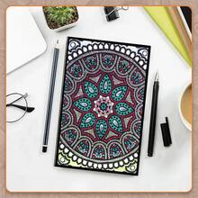 Bộ tranh đính kim cương 1 chiếc - Họa tiết Mandala Hoa và Lông vũ, Chất liệu da PU, Bao gồm dụng cụ đính kim cương, Thích hợp để viết, vẽ, ghi chú, Quà tặng Lễ Tạ ơn - Nhiều màu - Xem 15