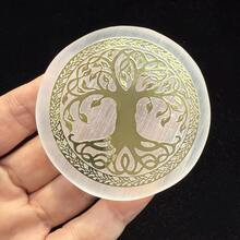 6厘米天然水晶透石膏片，白色石膏，天然透石膏石水晶圆盘，透石膏充电板 - 白色 - 查看 18