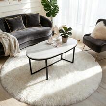 1pc Round Leopard Print Faux Fur Rug, Love & Healing Bedroom Decor, Small Rug, Carpet, Home Decor, Living Room Rug, Bedroom Rug, Living Room Home Decor, Outdoor Rug, Washable Rug - White - View 6