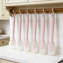 450°F 耐热硅胶刮刀套装，8 英寸迷你小铲，不粘涂层 - 柔韧刮刀，适用于精准烘焙、裱花、罐装刮取 - 可用洗碗机清洗（粉色/薄荷色，2/4 件装） - 粉色 - 查看 4