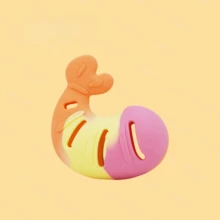 硅胶虾形慢食玩具，耐用耐嚼，适合猫咪和小型/中型犬，有助于缓解无聊并清洁牙齿 - 彩色 - 查看 6