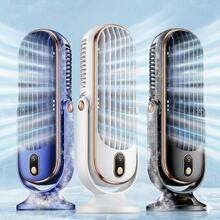 Nuevo ventilador de escritorio portátil de moda con batería grande mejorada y motor dual, enfriador de aire pequeño para el hogar, ventilador de enfriamiento de aire envolvente de 720°, oficina, viaje, camping, ventilador portátil USB para RV al aire libre, regalo de Navidad y Día de San Valentín, capacidad de bat - Blanco - Ver 9