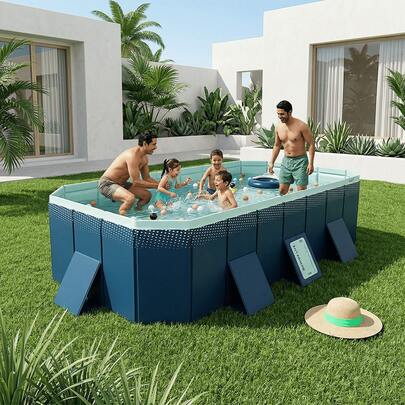 Piscina plegable sin inflable, 3 cm * 185 cm * 55 cm, piscina grande para exteriores, piscina familiar y para niños