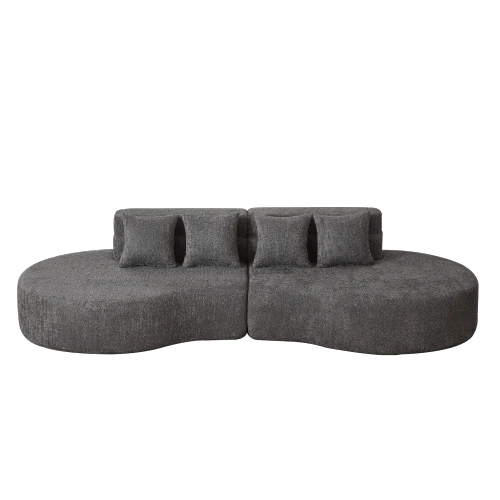 Modular Foam Sofa, Combinable 2-Piece Sofa Without Frame, 100% High-Density Viscoelastic Foam, Removable And Washable Plush Cover, Modern Minimalist Sofa. - Grey - View 1