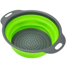 Bộ 1/2 rổ lọc tròn dùng trong nhà bếp, có phễu gấp gọn - Bao gồm một rổ lớn và một rổ nhỏ, lý tưởng để lọc mì, rau củ và trái cây (màu xanh lá cây, đỏ, xanh dương) - nhiều màu - Xem 6