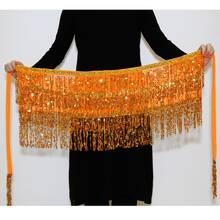 女士亮片流苏裙，肚皮舞臀巾，闪亮流苏裹腰带，肚皮舞服装，万圣节表演服 - 彩色 - 查看 17