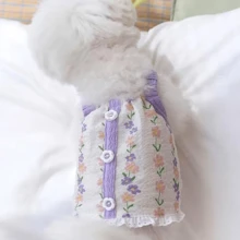 1pc Pet Floral Breathable Dress, Spring/Cat Clothes For Poodle, Maltese, Schnauzer - Multicolor - View 12