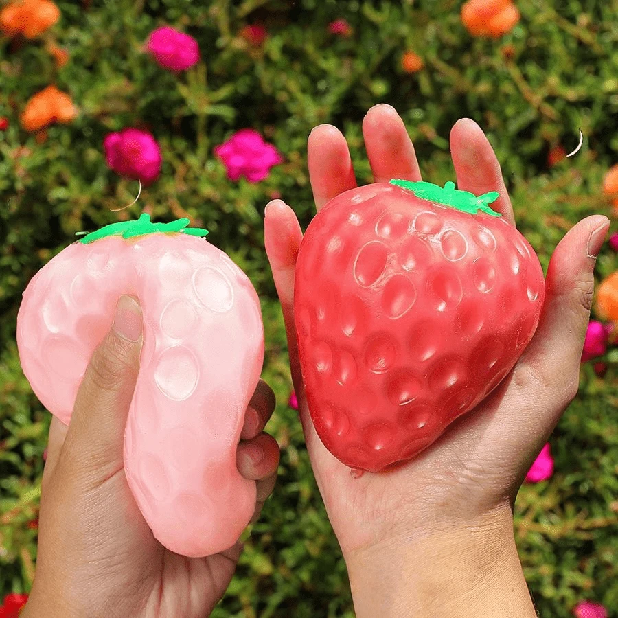 Cute Color Changing Strawberry Squeeze Toy, Soft Squishy Fidget Toy For Stress Relief & Play - 彩色 - 查看 1
